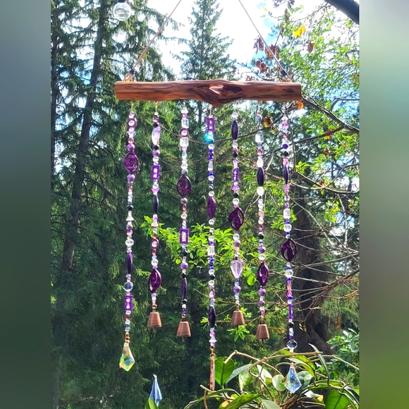CUSTOM HANDCRAFTED Suncatcher/Windchime in Purple - Picture 3 of 10